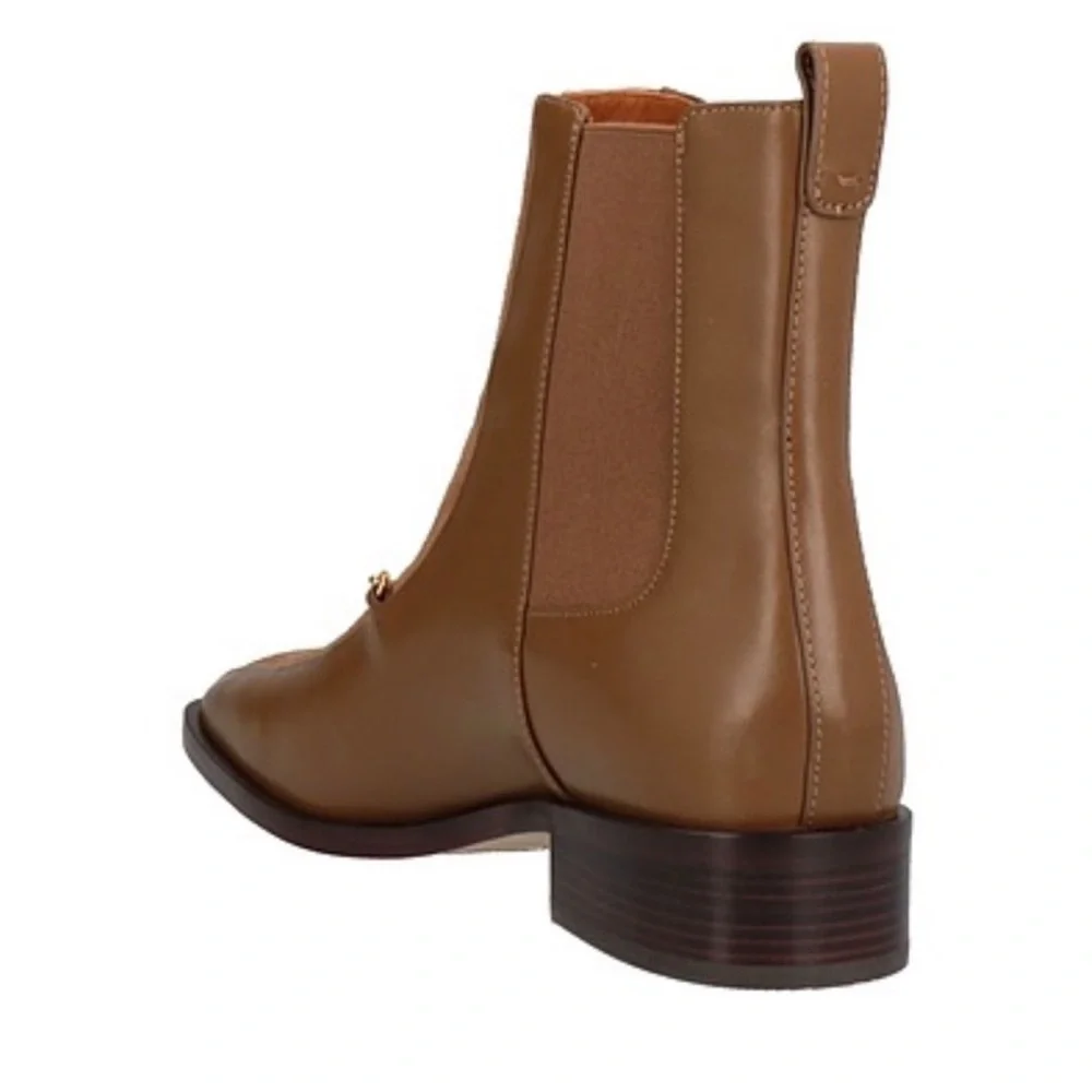 Tory Burch Chelsea Boot Equestrian Link Ankle Bootie in River Rock Suede Leather